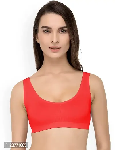 SH ENTERPRISE URV Online MART Women's 95% Cotton and 5% Spendex, Non-Padded, Non-Wired Air Sports Bra (Color:- Red) (Pack of 1) (Size:- 30)