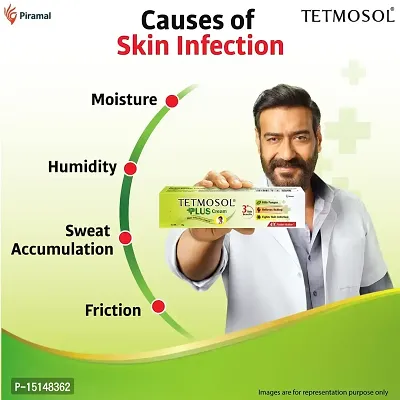 Tetmosol Plus Cream - topical antifungal cream - kills fungus, relieves itching, fights skin infections - Pack of 4 (4 x 10g)-thumb2