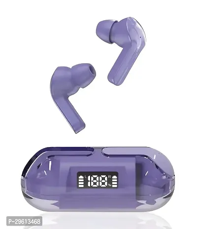 S10 Pro Transparent TWS Earbud, Bluetooth Earbuds with Display, Transparent Design, 30 Hrs Playtime with Fast Charging, Bluetooth 5.3 + ENC, 13mm HD BASS Drivers, IPX7 Sweat-Proof (Purple)