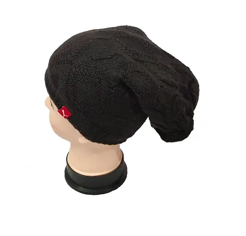 Unisex Winter Beanie Long Slouchy Knitted Cap with Fur