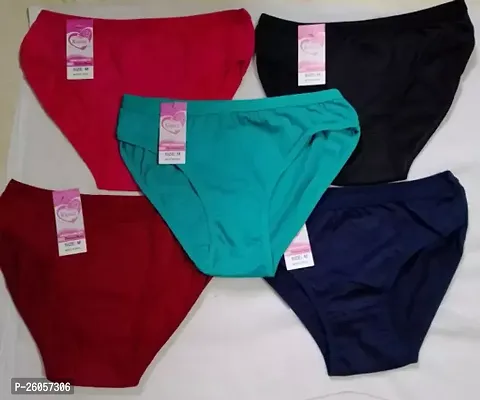 Stylish Cotton Solid Panties For Women- Pack Of 5-thumb0