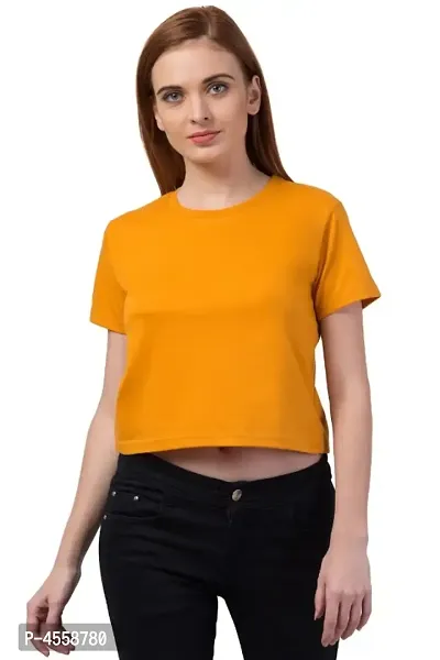 Plain Casual Half Sleeve Women's Crop Top