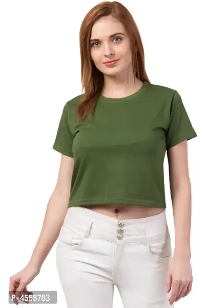 Plain Casual Half Sleeve Women's Crop Top