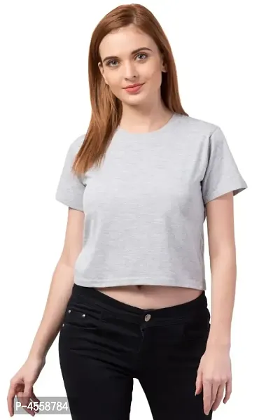 Plain Casual Half Sleeve Women's Crop Top-thumb0