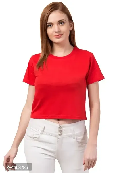 Plain Casual Half Sleeve Women's Crop Top-thumb0