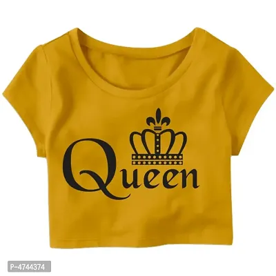 Queen Perfect Crown Printed Casual Half Sleeve Women's Crop Top