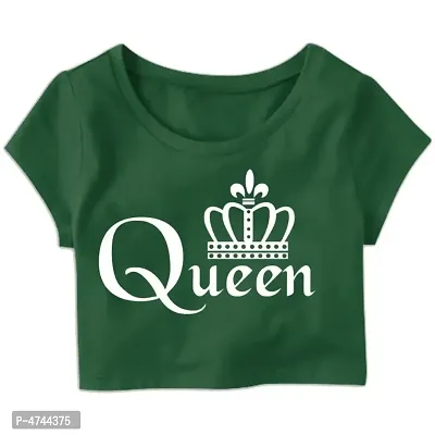 Queen Perfect Crown Printed Casual Half Sleeve Women's Crop Top