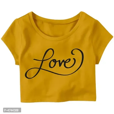 Italic Love Printed Casual Half Sleeve Women's Crop Top