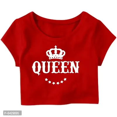 Star Queen Printed Casual Half Sleeve Womens Crop Top