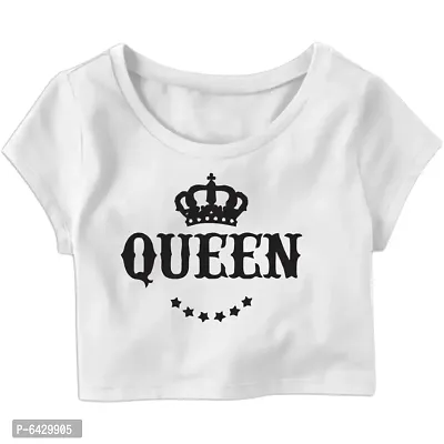 Star Queen Printed Casual Half Sleeve Womens Crop Top