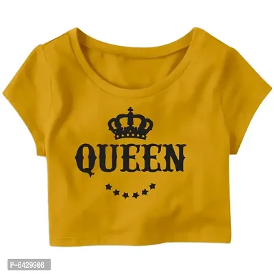 Star Queen Printed Casual Half Sleeve Womens Crop Top