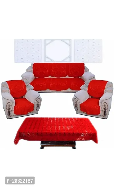 Cotton Sofa Cover Set 5 Seater With Table Cover(40 x 60 Inches) With 6  Pieces Of Long Seat And Back Cover And 4 Pieces Of Long Seat And Back Cover