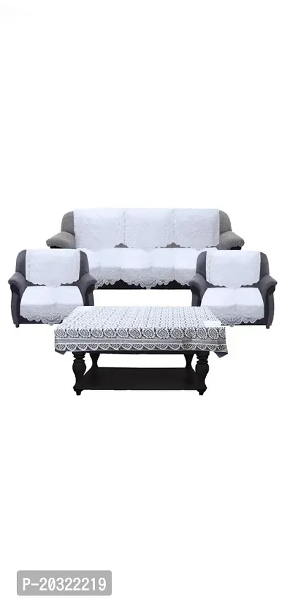 Buy Stylish Fancy Cotton Sofa Cover Set 5 Seater With Table Cover(40 X 60  Inches) With 6 Pieces Of Long Seat And Back Cover And 4 Pieces Of Long Seat  And Back