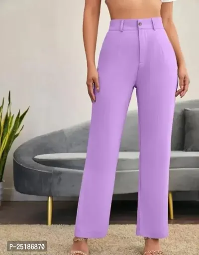 Elegant Purple Lycra Solid Trouser For Women-thumb0