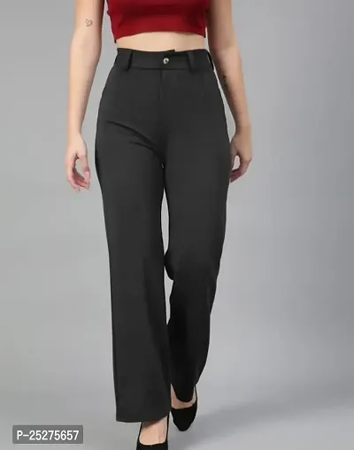 Elegant Black Cotton Blend Trousers for Women-thumb0