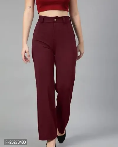 Elegant maroon cotton blend lupi trousers for women-thumb0