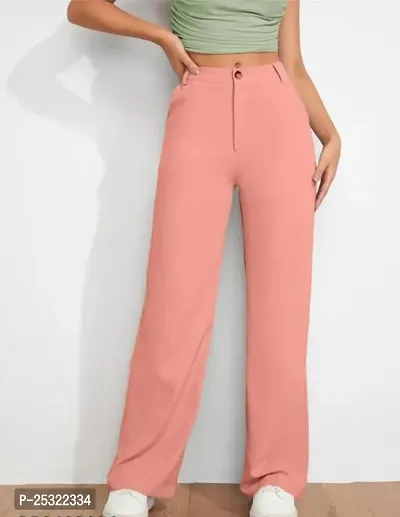 Elegant Cotton Blend Solid Trousers For Women-thumb0