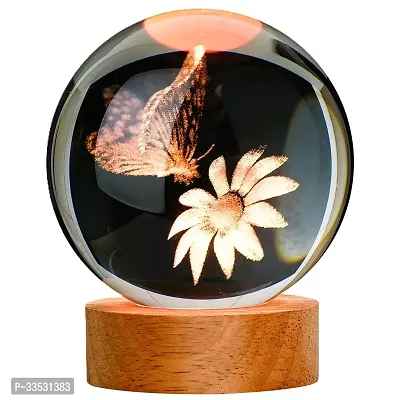 3D Sunflower with Butterfly Crystal Ball Night lamp