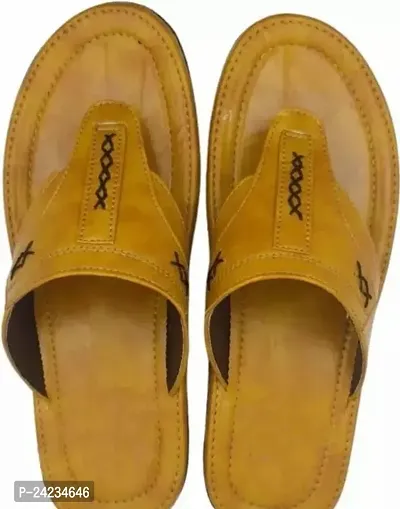 Comfortable Tan Synthetic Leather Slippers For Women-thumb0