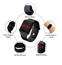 Square Dial Black LED Band Digital Watch With Silicone Strap for Unisex Digital Watch - For Girls New Generation Digital Square Unique Good Gift For Kids LED Band-thumb2