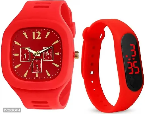 Miller Stylish Square Designer Red Dial With Smooth Silicone Strap Analog Watch Analog Watch - For Boys