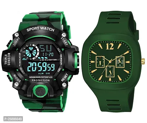 Miller Stylish Square Designer Green Dial With Smooth Silicone Strap Analog Watch Analog Watch - For Boys