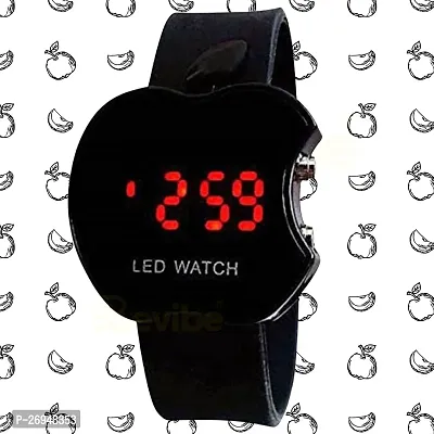 Apple Digital Black Color Watch Digital Watch - For Boys  Girls Silicone Black Colored Digital dial LED Watch-thumb0
