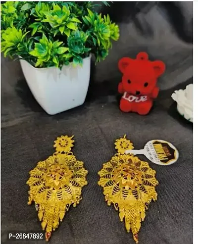 Stylish Golden Alloy Drop Earrings For Women