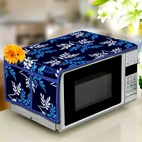 KANUSHI Industries? Microwave/Oven Top Cover with 4 Utility Pockets + 1 Pc Fridge Cover for Top (Color : Blue)(FRI+Micro-Blue-Small-Leaves)-thumb2