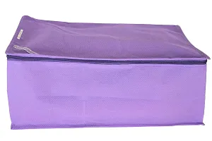 KANUSHI? Set of 12 Pc Box Type Non Woven Fabric Saree Cover/Saree Cover Bags with Stainless Steel Zip Lock Combo (Large) (Purple)-thumb1