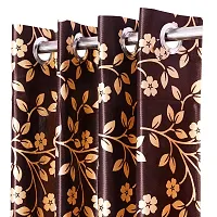 KANUSHI Industries? 1 Pieces Washable Polyster Eyelet Window Curtain Set (Curtain Brown Raj 1PC)-thumb1