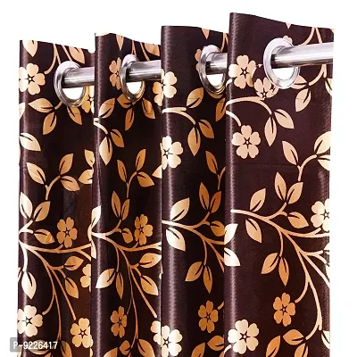 KANUSHI Industries? 1 Pieces Washable Polyster Eyelet Window Curtain Set (Curtain Brown Raj 1PC)-thumb2