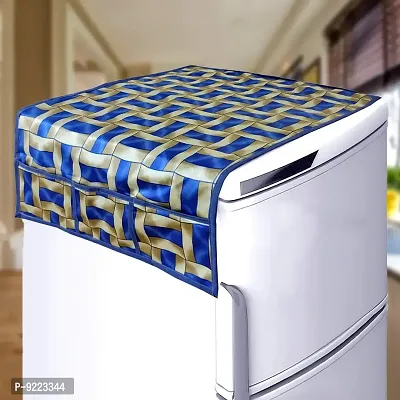 KANUSHI Industries? Fridge Covers/Refrigerator Cover (Color- Blue)(FRI-BLUE-GOLDEN-LINE-TOP-01)