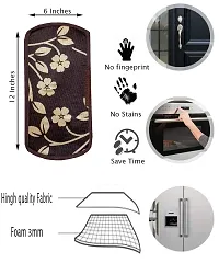 KANUSHI Industries? Washable Cotton Rose Design 1 Pc Lpg Gas Cylinder Cover+1Pc Fridge Cover/Refrigerator Cover+1 Pc Handle (CYL+FRI+1-Handle-Brown-Raj)-thumb3