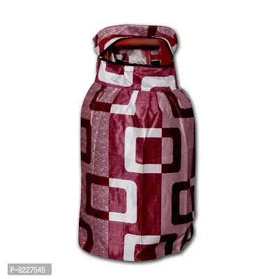 KANUSHI Industries? Washable Cotton Rose Design 1 Pc Lpg Gas Cylinder Cover+1Pc Fridge Cover/Refrigerator Cover+1 Pc Handle (CYL+FRI+1-Handle-Maroon-Box)-thumb3