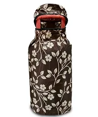 KANUSHI Industries? Washable Cotton Rose Design 1 Pc Lpg Gas Cylinder Cover+1Pc Fridge Cover/Refrigerator Cover+1 Pc Handle (CYL+FRI+1-Handle-Brown-Raj)-thumb2