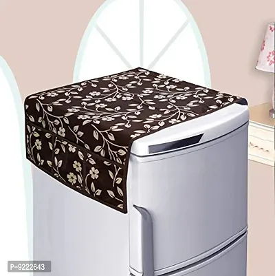 KANUSHI Industries? Fridge Cover for Top/Refrigerator Cover (Color: Brown)(FRI-BROWN-RAJ-01)-thumb2