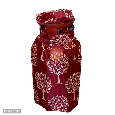 KANUSHI Industries? Washable Cotton Rose Design 1 Pc Lpg Gas Cylinder Cover+1Pc Fridge Cover/Refrigerator Cover+1 Pc Handle (CYL+FRI+1-Handle-Maroon-Tree)-thumb3