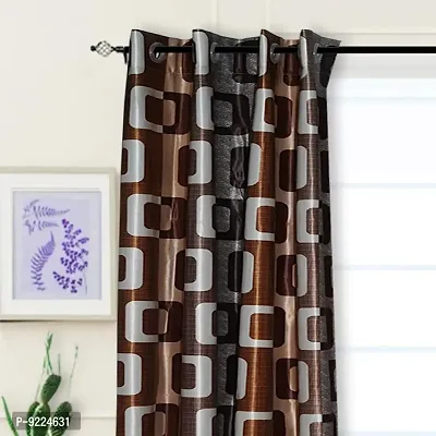 KANUSHI Industries? 2 Pieces Polyster Eyelet Window Curtain Set- 7 Ft (VAR-CUR-BROWN-BOX-7FEET-2PCS)-thumb2