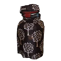 KANUSHI Industries? Washable Cotton Rose Design 1 Pc Lpg Gas Cylinder Cover+1Pc Fridge Cover/Refrigerator Cover+1 Pc Handle (CYL+FRI+1-Handle-Brown-Tree)-thumb2