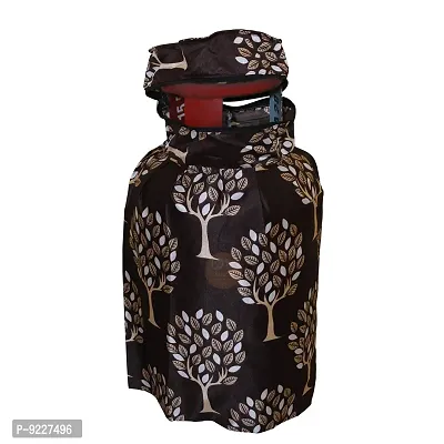 KANUSHI Industries? Washable Cotton Rose Design 1 Pc Lpg Gas Cylinder Cover+1Pc Fridge Cover/Refrigerator Cover+1 Pc Handle (CYL+FRI+1-Handle-Brown-Tree)-thumb3