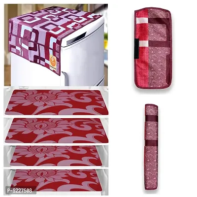 KANUSHI Industries? 1Pc Fridge Cover for Top with 6 Utility Pockets + 2 Handles Covers + 4 Fridge Mats (VAR-FRI-Wine-Box-TOP+2-Handle+M-9-04)