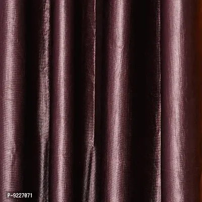 KANUSHI Industries? 2 Pieces Washable Polyster Eyelet Window Curtain Set (Curtain Plain Brown)-thumb3