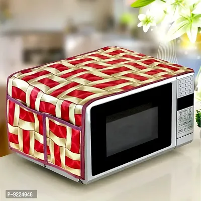 KANUSHI Industries? Microwave/Oven Top Cover with 4 Utility Pockets (Color : Red)(MICRO-RED-GOLDEN-LINE-01)