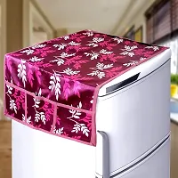 KANUSHI Industries? Washable Cotton Rose Design 1 Pc Lpg Gas Cylinder Cover+1Pc Fridge Cover/Refrigerator Cover+1 Pc Handle (CYL+FRI+1-Handle-Wine-Small-LEVS)-thumb1