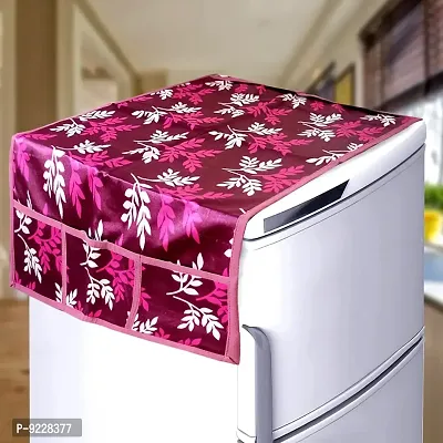 KANUSHI Industries? Washable Cotton Rose Design 1 Pc Lpg Gas Cylinder Cover+1Pc Fridge Cover/Refrigerator Cover+1 Pc Handle (CYL+FRI+1-Handle-Wine-Small-LEVS)-thumb2