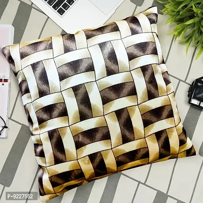 KANUSHI Industries? Reversible Decorative Cushion Covers Set of- 1 (24 X24 Inches)(CC-BROWN-GOLDEN-LINE-1PC-24X24)-thumb0