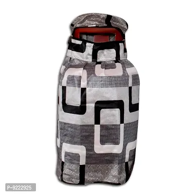 KANUSHI Industries? Washable Cotton Box Design 1 Piece Lpg Gas Cylinder Cover (Black)-thumb3