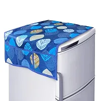KANUSHI Industries? Fridge Covers/Refrigerator Cover (Color- Blue)(VAR-FRI-SMALL-LEAVES-BLUE-01) (VAR-FRI-Long-LEVS-Blue-TOP)-thumb1