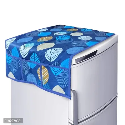 KANUSHI Industries? Fridge Covers/Refrigerator Cover (Color- Blue)(VAR-FRI-SMALL-LEAVES-BLUE-01) (VAR-FRI-Long-LEVS-Blue-TOP)-thumb2